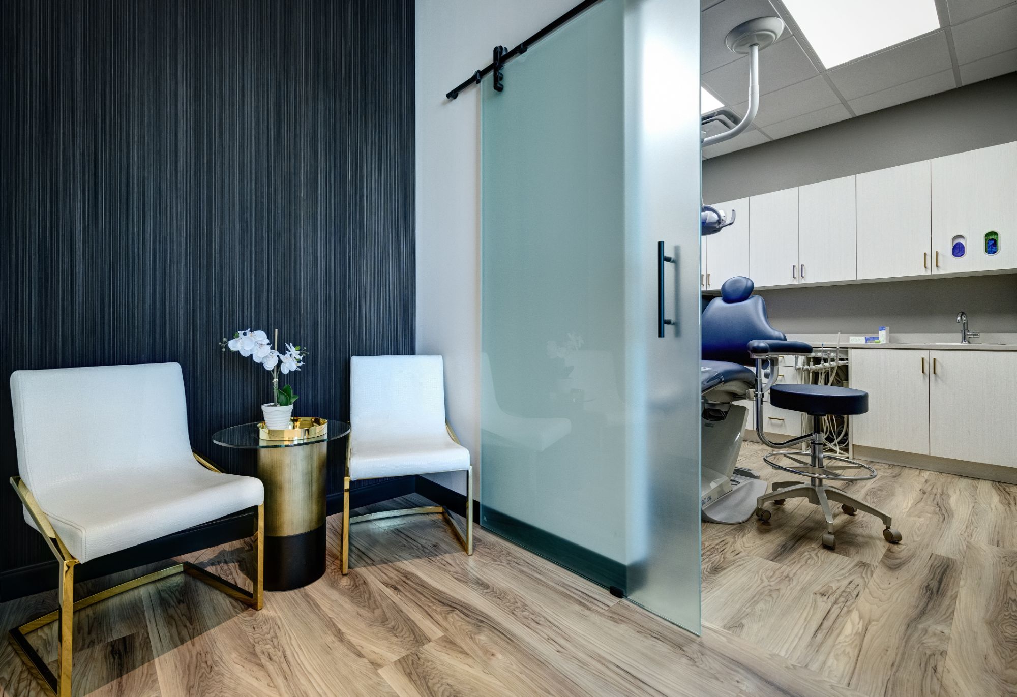 Waiting area leading into a treatment room at Smile Suite Orthodontics